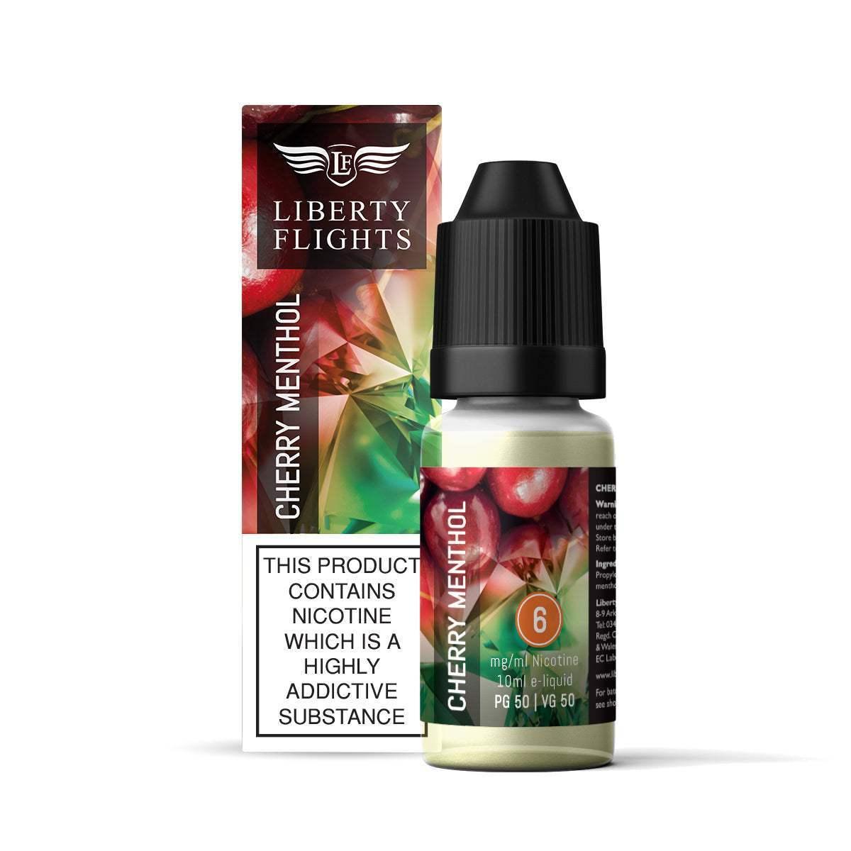 CHERRY MENTHOL - 10ML E-LIQUID 50VG|50PG BY LIBERTY FLIGHTS - 0MG|3MG|6MG|12MG|18MG - 1X|5X|10X BOTTLES - VapePure