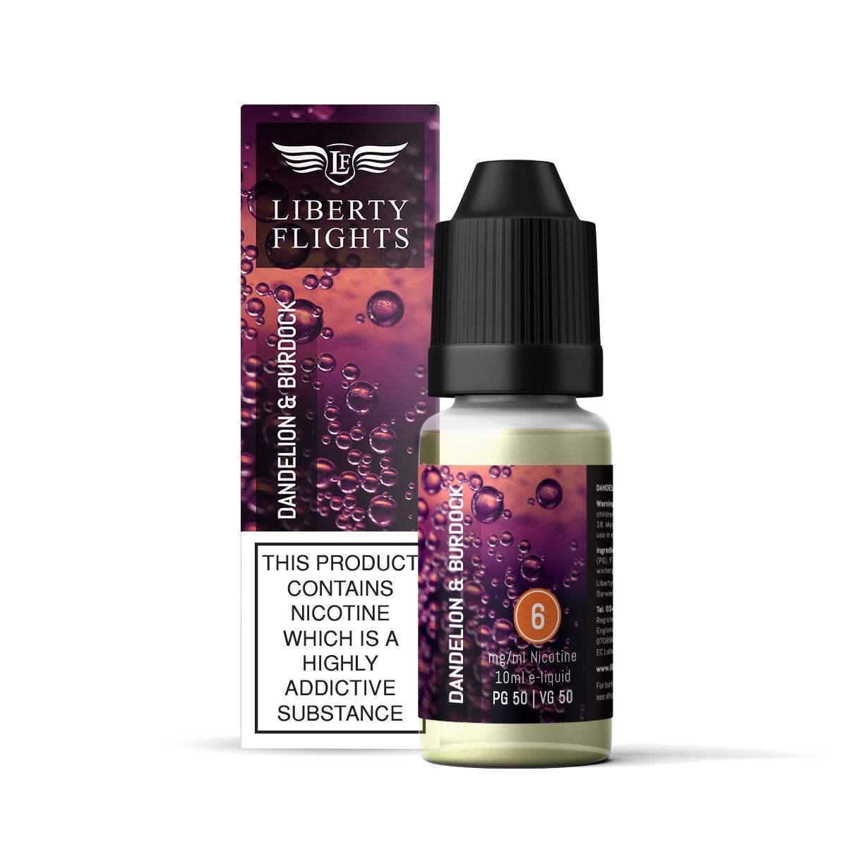 DANDELION & BURDOCK - 10ML E-LIQUID 50VG|50PG BY LIBERTY FLIGHTS - 0MG|3MG|6MG|12MG|18MG - 1X|5X|10X BOTTLES - VapePure