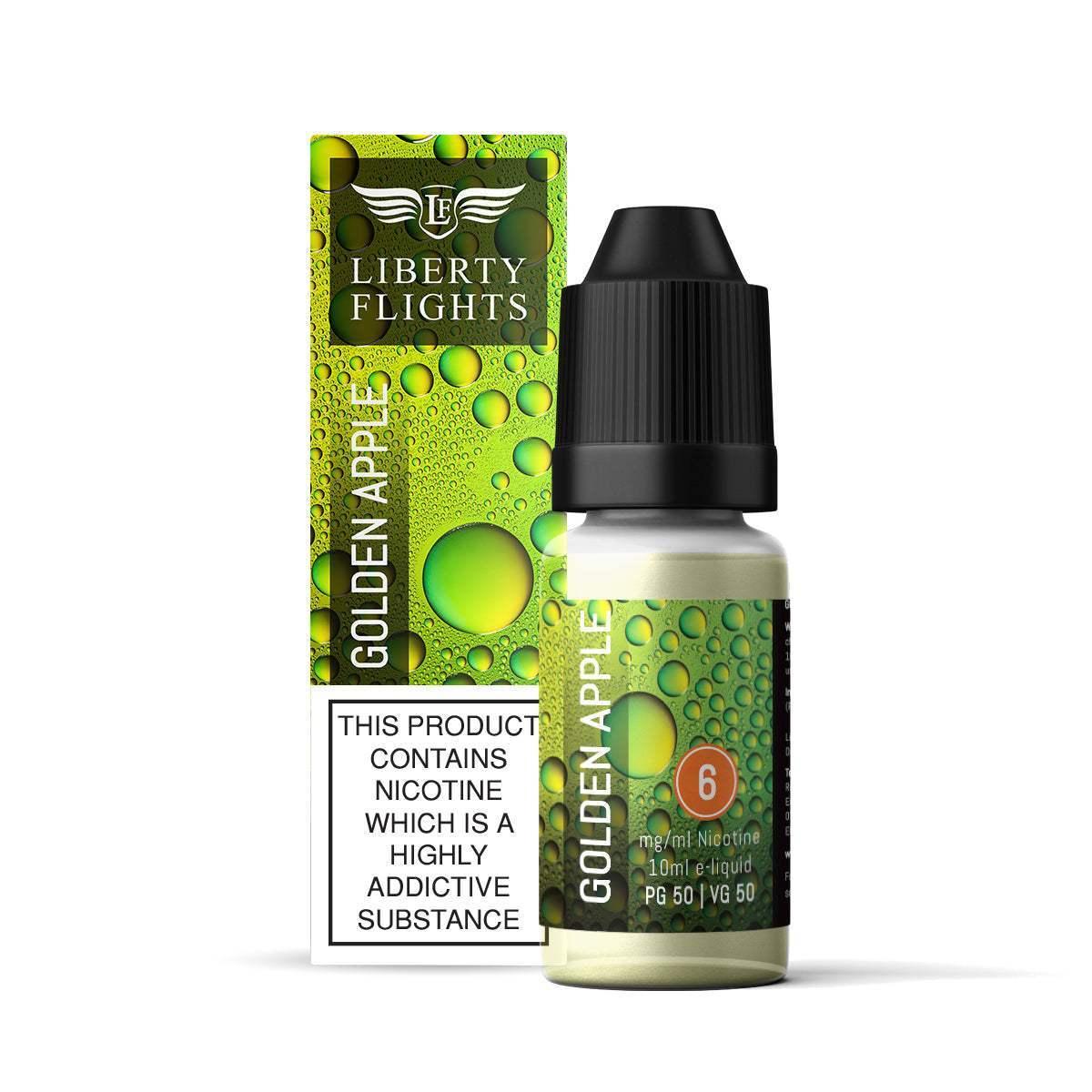 GOLDEN APPLE - 10ML E-LIQUID 50VG|50PG BY LIBERTY FLIGHTS - 0MG|3MG|6MG|12MG|18MG - 1X|5X|10X BOTTLES - VapePure