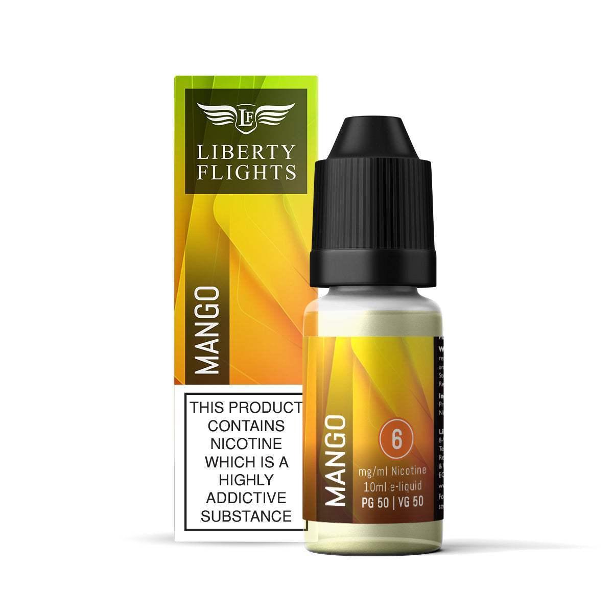 MANGO- 10ML E-LIQUID 50VG|50PG BY LIBERTY FLIGHTS - 0MG|3MG|6MG|12MG|18MG - 1X|5X|10X BOTTLES - VapePure