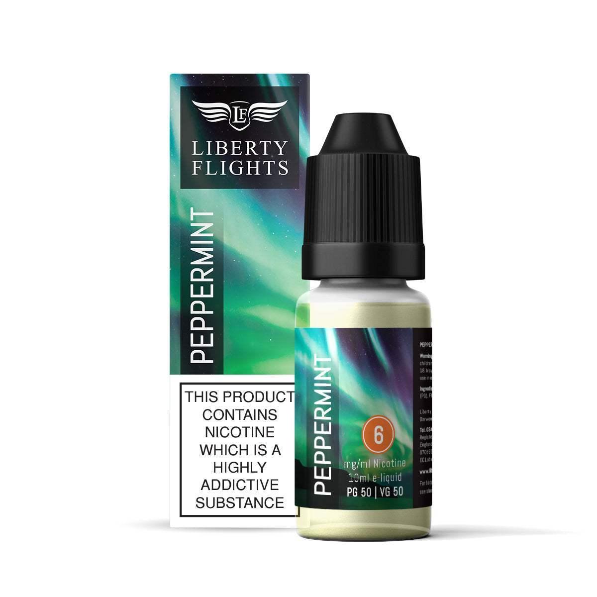 PEPPERMINT - 10ML E-LIQUID 50VG|50PG BY LIBERTY FLIGHTS - 0MG|3MG|6MG|12MG|18MG - 1X|5X|10X BOTTLES - VapePure