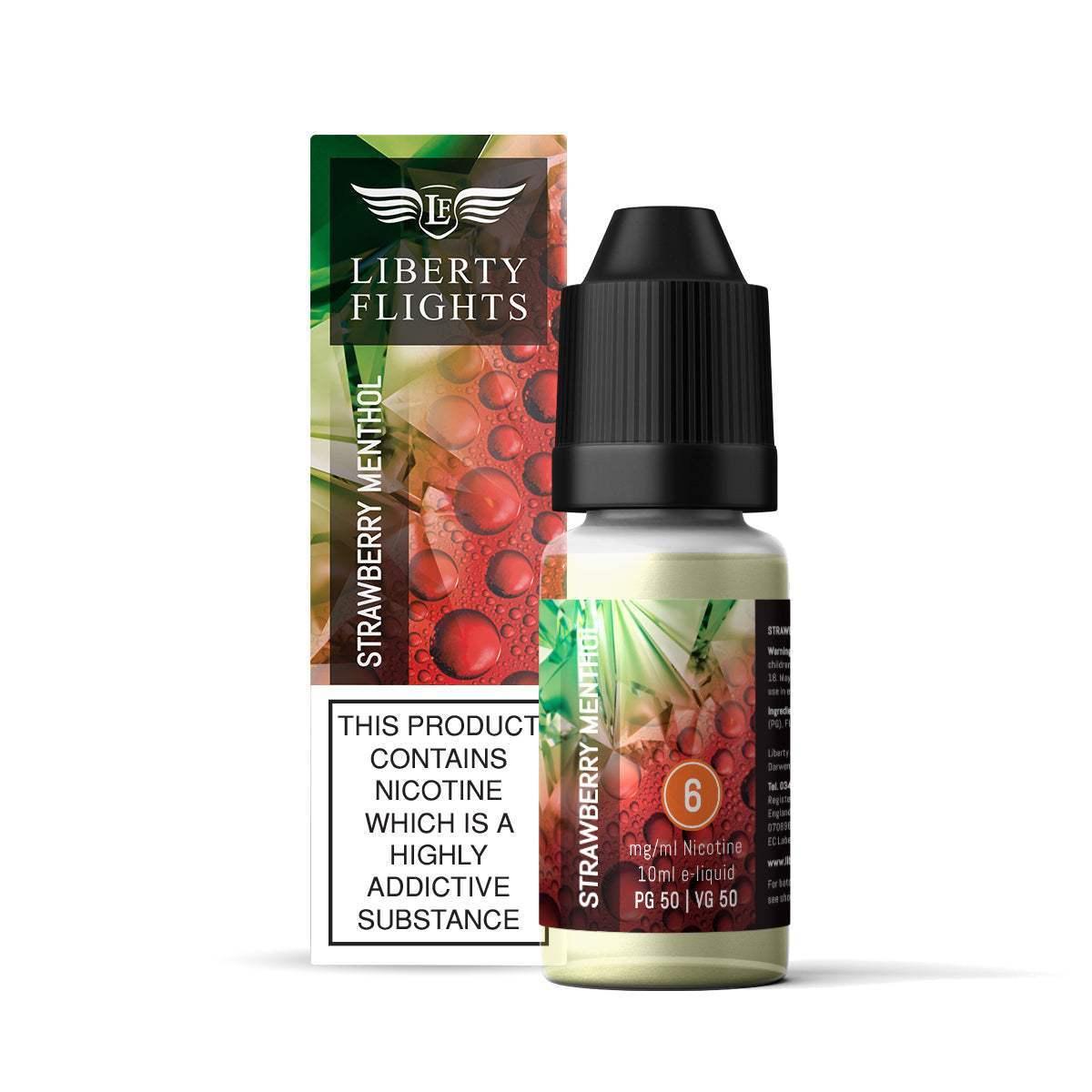 STRAWBERRY MENTHOL - 10ML E-LIQUID 50VG|50PG BY LIBERTY FLIGHTS - 0MG|3MG|6MG|12MG|18MG - 1X|5X|10X BOTTLES - VapePure