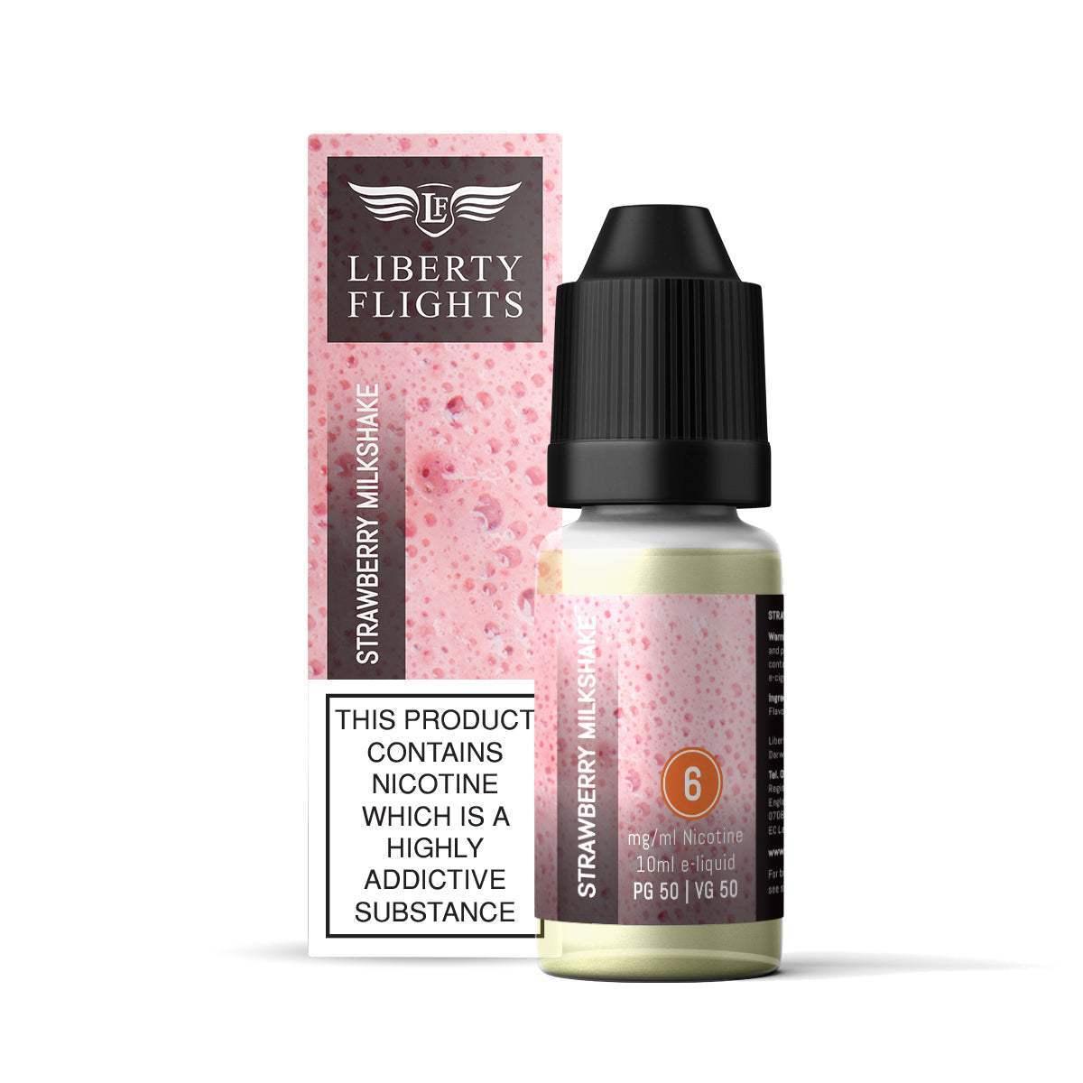 STRAWBERRY MILKSHAKE - 10ML E-LIQUID 50VG|50PG BY LIBERTY FLIGHTS - 0MG|3MG|6MG|12MG|18MG - 1X|5X|10X BOTTLES - VapePure