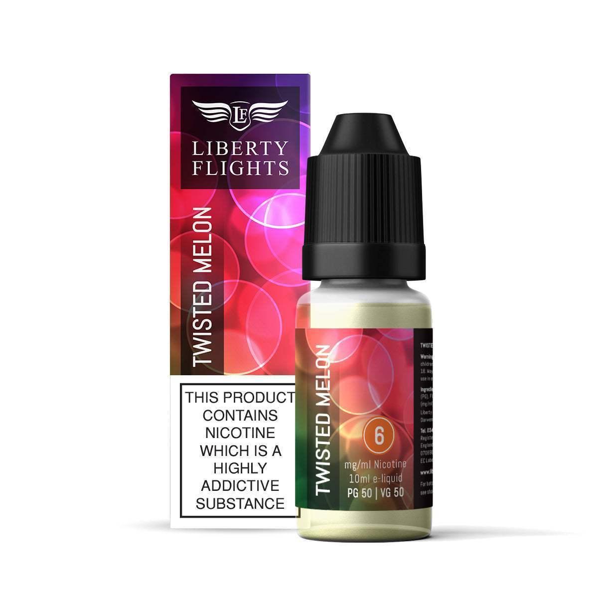 TWISTED MELON - 10ML E-LIQUID 50VG|50PG BY LIBERTY FLIGHTS - 0MG|3MG|6MG|12MG|18MG - 1X|5X|10X BOTTLES - VapePure