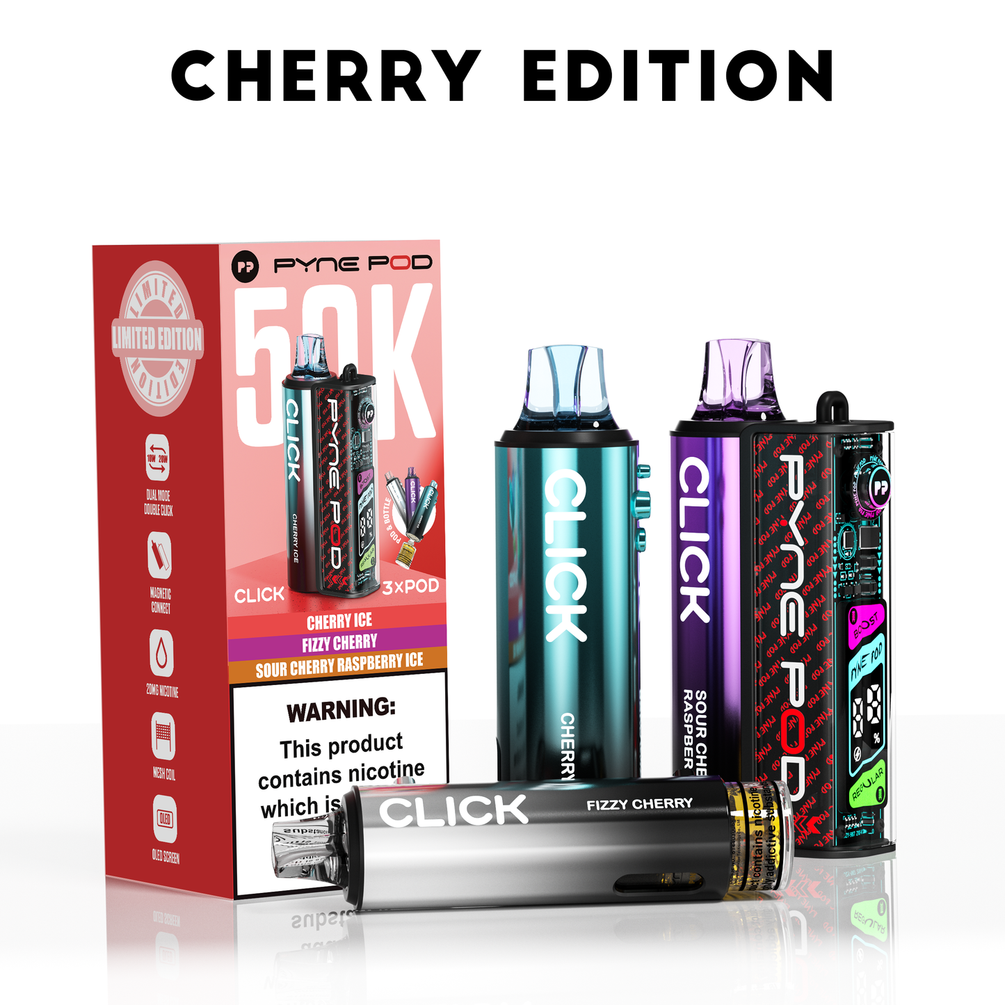 Cherry Edition - Pyne Pod Click 50K Prefilled Pod Kit - VapePure