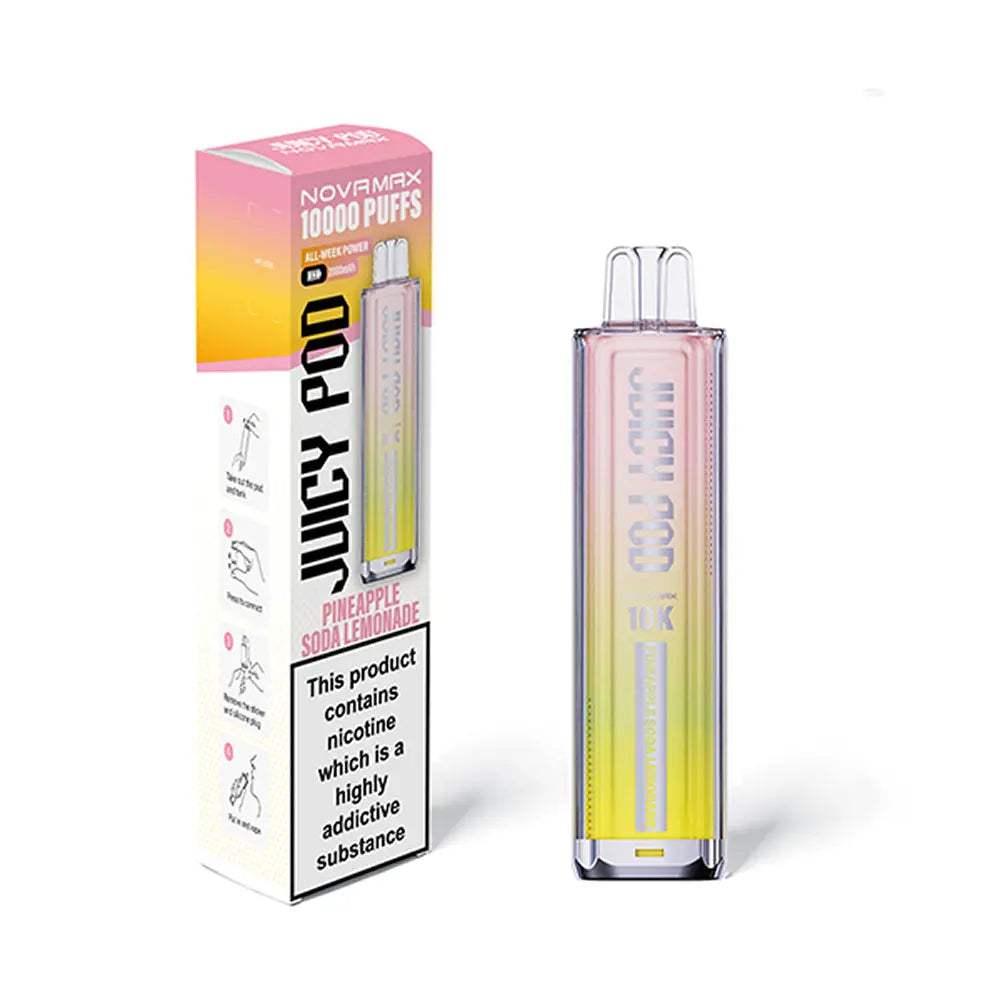 PINEAPPLE SODA LEMONADE - JUICY POD NOVAMAX 10K PRE-FILLED VAPE KIT - VapePure