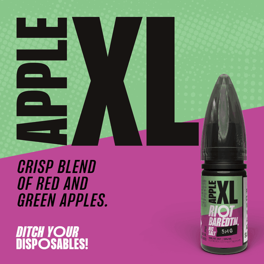 APPLE XL - BAR EDTN - 10ML NIC SALT E-LIQUID - 0MG | 5MG | 10MG | 20MG BY RIOT SQUAD - VapePure
