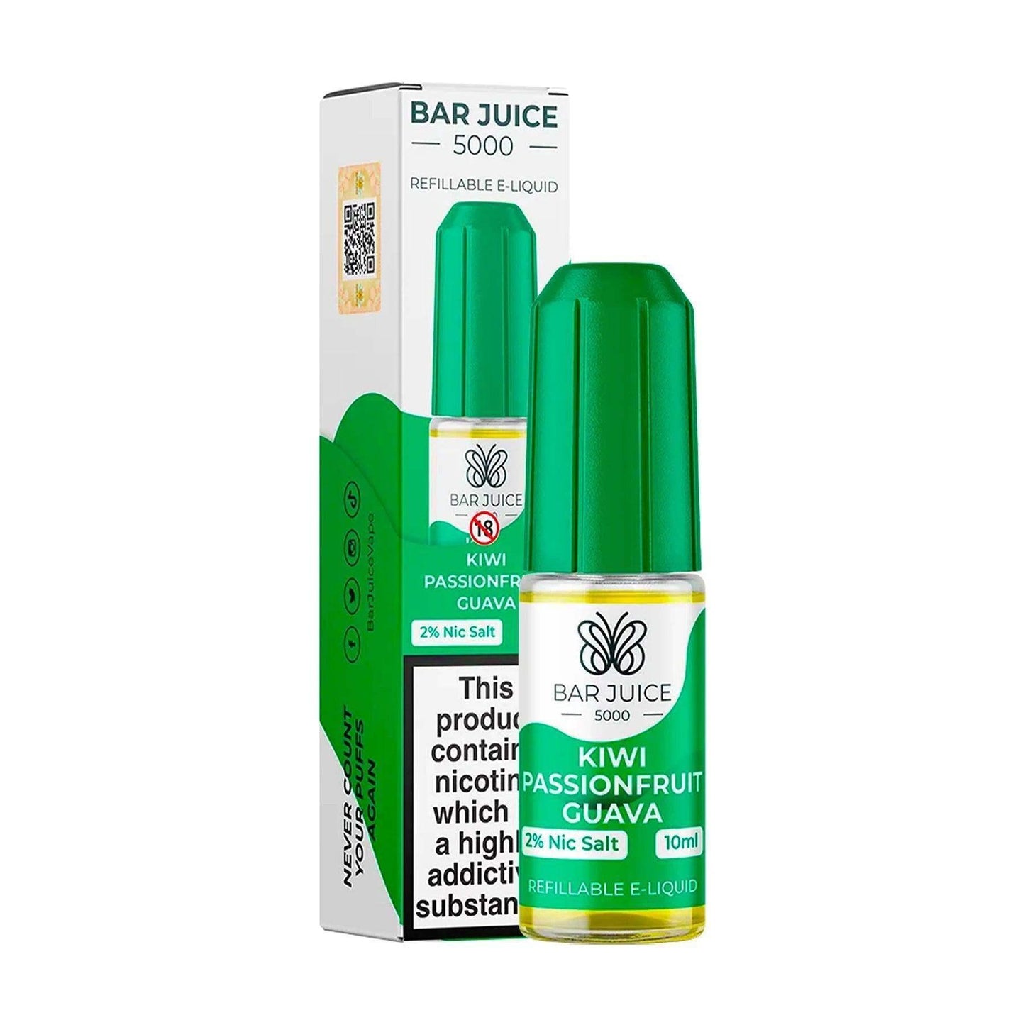 KIWI PASSIONFRUIT GUAVA 10ML E LIQUID NICOTINE SALT BY BAR JUICE 5000 - VapePure