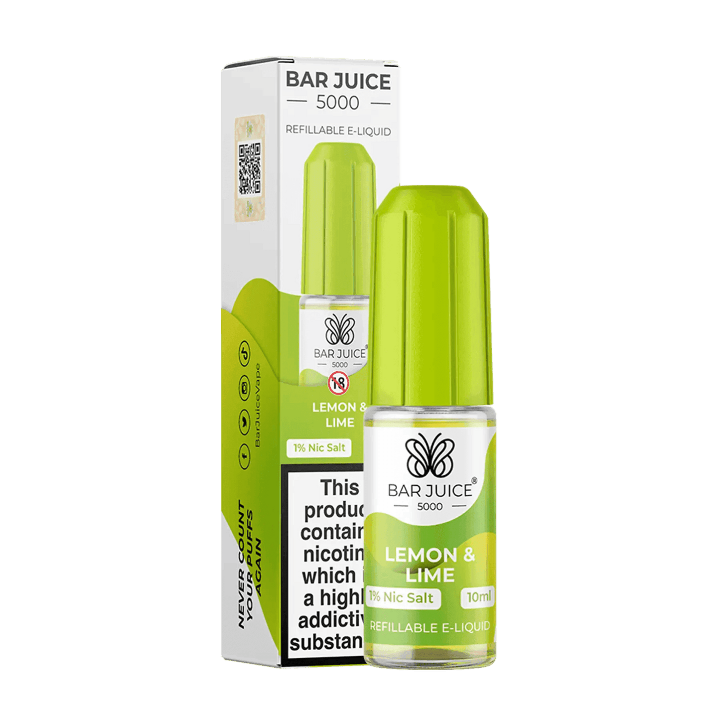 LEMON & LIME 10ML E LIQUID NICOTINE SALT BY BAR JUICE 5000 - VapePure