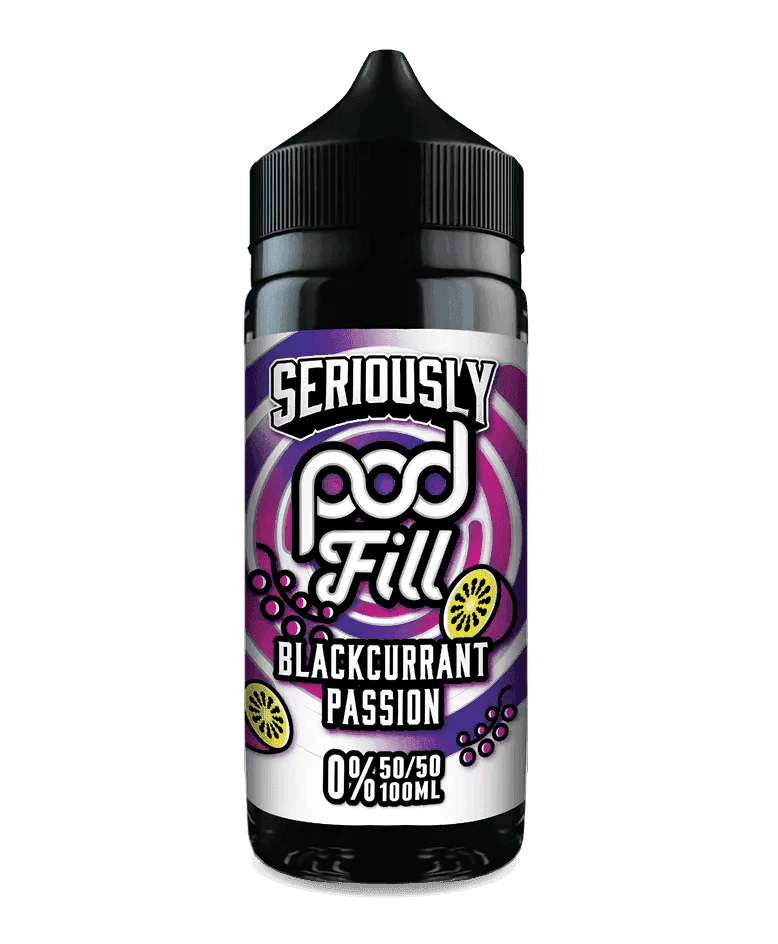 SERIOUSLY POD FILL - BLACKCURRANT PASSION 100ML SHORT FILL - 50/50PG/VG E-LIQUID BY DOOZY - VapePure