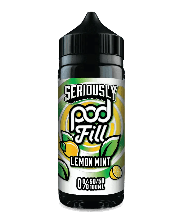 SERIOUSLY POD FILL - LEMON MINT 100ML SHORT FILL - 50/50PG/VG E-LIQUID BY DOOZY - VapePure