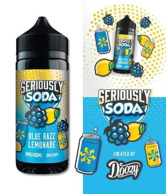 SERIOUSLY SODA - BLUE RAZZ LEMONADE 100ML SHORT FILL E-LIQUID BY DOOZY - VapePure