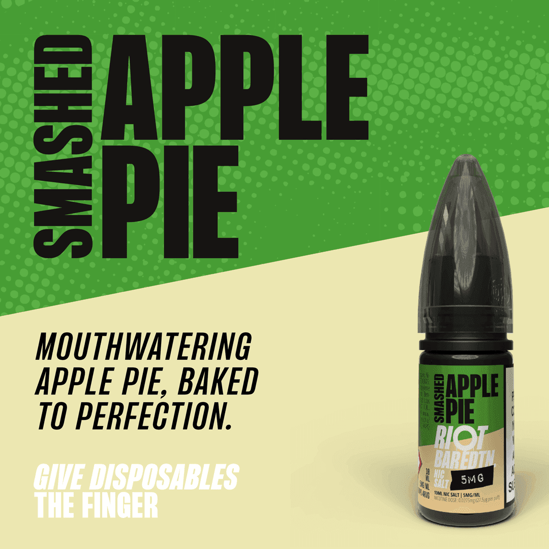 SMASHED APPLE PIE - BAR EDTN - 10ML NIC SALT E-LIQUID - 5MG | 10MG | 20MG BY RIOT SQUAD - VapePure