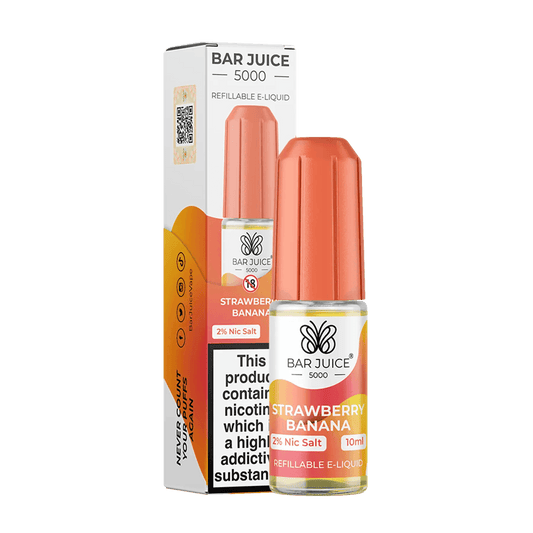 STRAWBERRY BANANA 10ML E LIQUID NICOTINE SALT BY BAR JUICE 5000 - VapePure