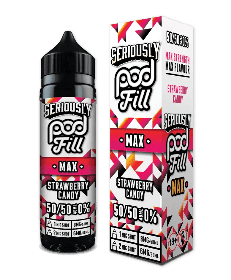 STRAWBERRY CANDY - 40ML SHORT FILL 50/50 BY SERIOUSLY POD FILL MAX - VapePure