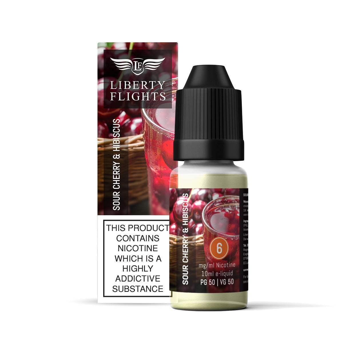 SOUR CHERRY & HIBISCUS - 10ML E-LIQUID 50VG|50PG BY LIBERTY FLIGHTS - 0MG|3MG|6MG|12MG|18MG - 1X|5X|10X BOTTLES - VapePure