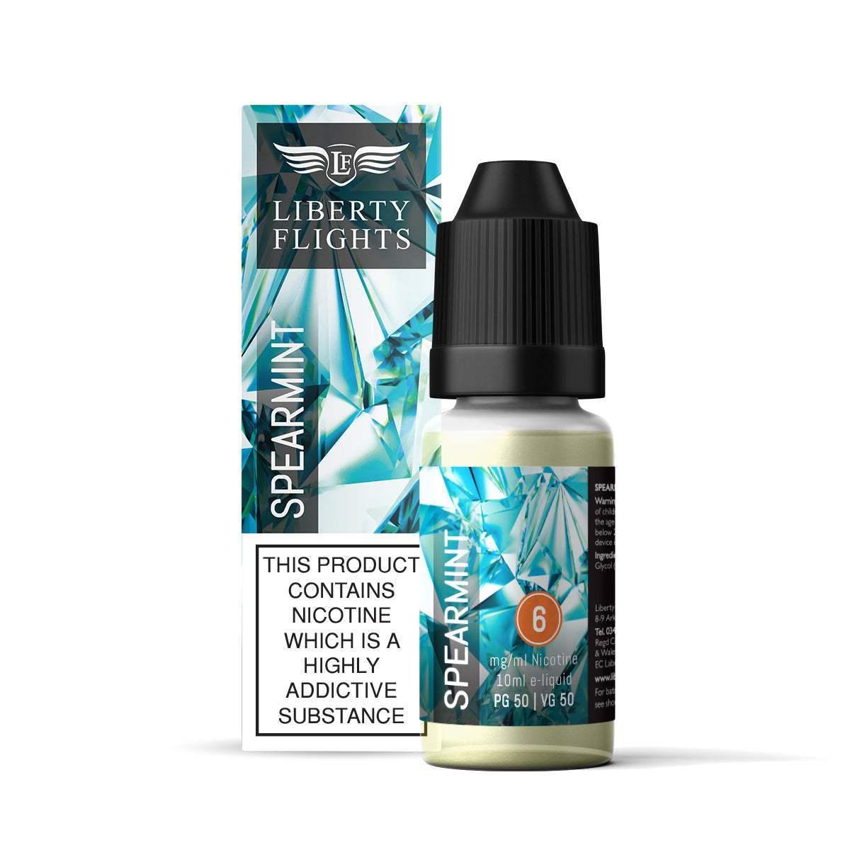 SPEARMINT - 10ML E-LIQUID 50VG|50PG BY LIBERTY FLIGHTS - 0MG|3MG|6MG|12MG|18MG - 1X|5X|10X BOTTLES - VapePure