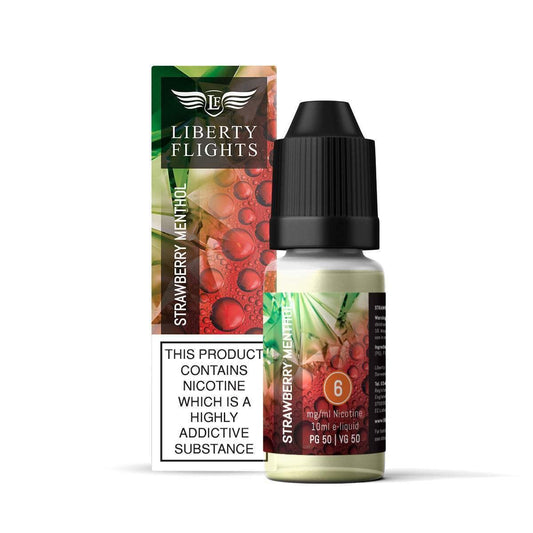 STRAWBERRY MENTHOL - 10ML E-LIQUID 50VG|50PG BY LIBERTY FLIGHTS - 0MG|3MG|6MG|12MG|18MG - 1X|5X|10X BOTTLES - VapePure