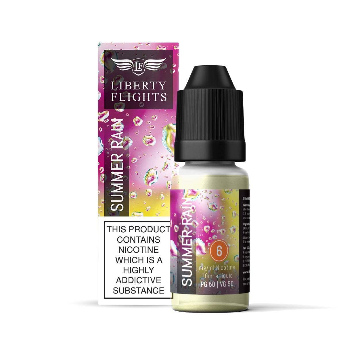 SUMMER RAIN - 10ML E-LIQUID 50VG|50PG BY LIBERTY FLIGHTS - 0MG|3MG|6MG|12MG|18MG - 1X|5X|10X BOTTLES - VapePure