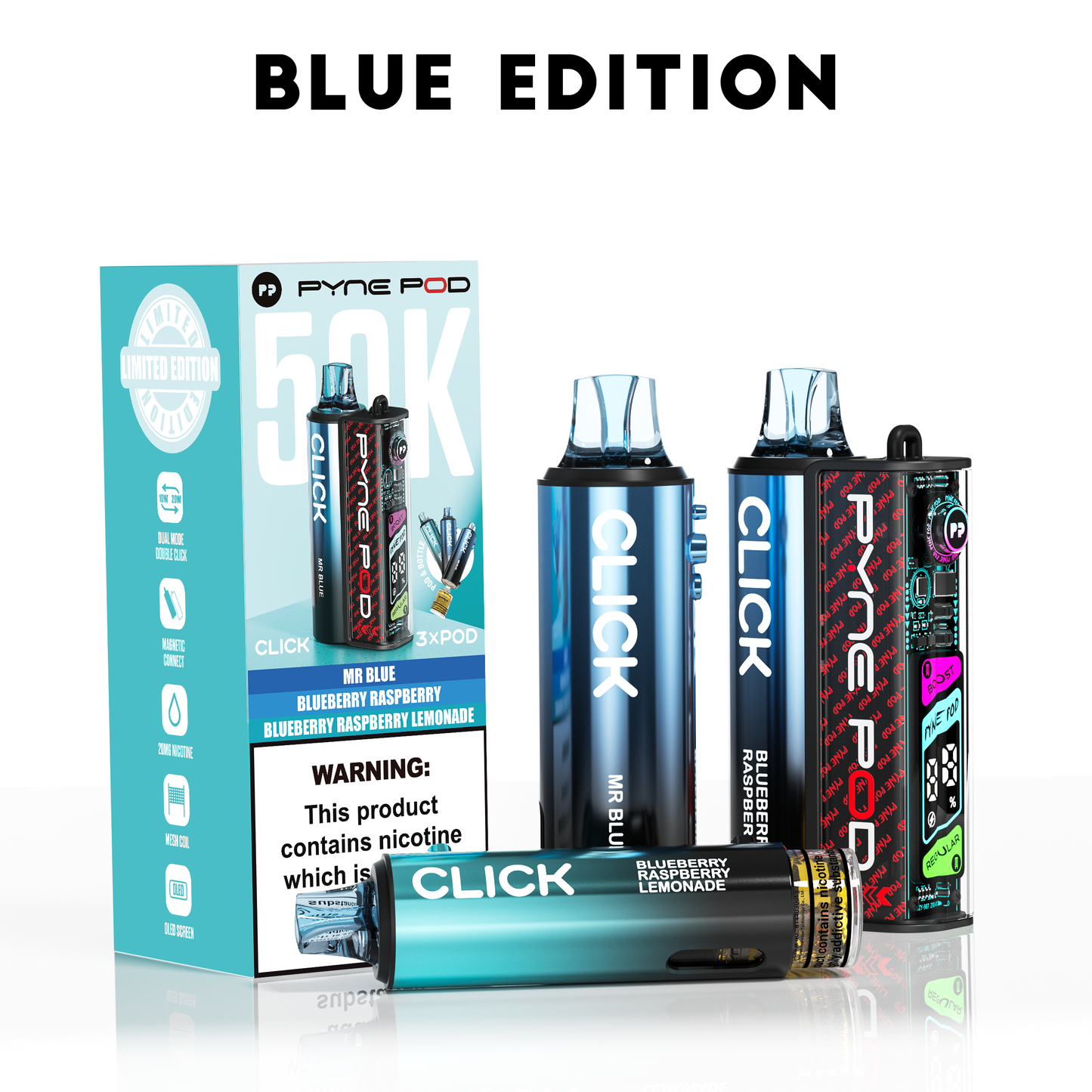 Blue Edition - Pyne Pod Click 50K Prefilled Pod Kit - VapePure