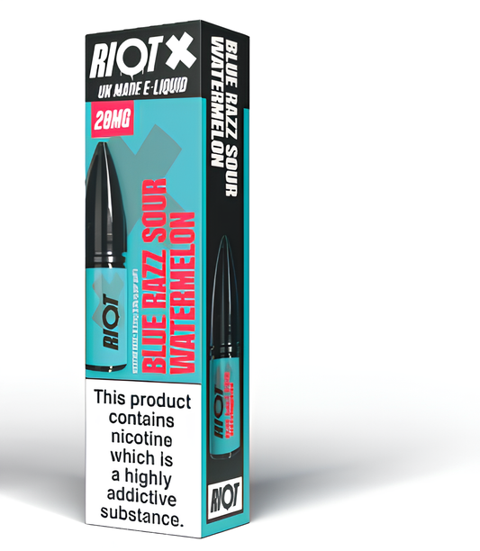 BLUE RAZZ SOUR WATERMELON - RIOT X - 10ML NIC SALT E-LIQUID - 5MG | 10MG | 20MG BY RIOT SQUAD - VapePure