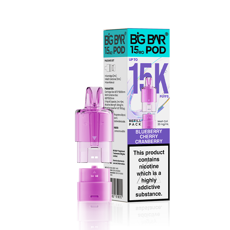 Blueberry Cherry Cranberry Big Bar 15000 Pro Prefilled Replacement Pods