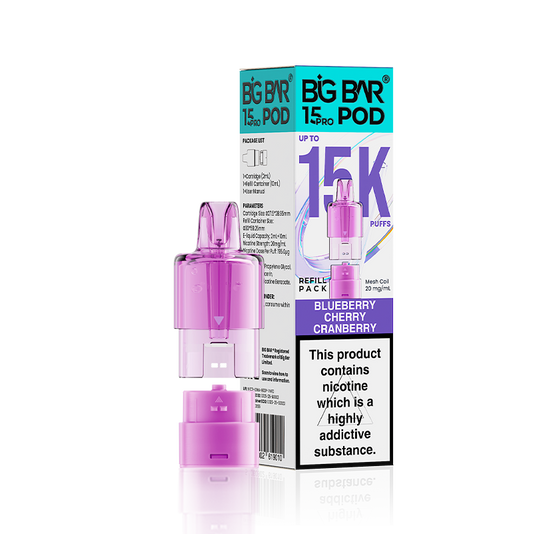 Blueberry Cherry Cranberry Big Bar 15000 Pro Prefilled Replacement Pods