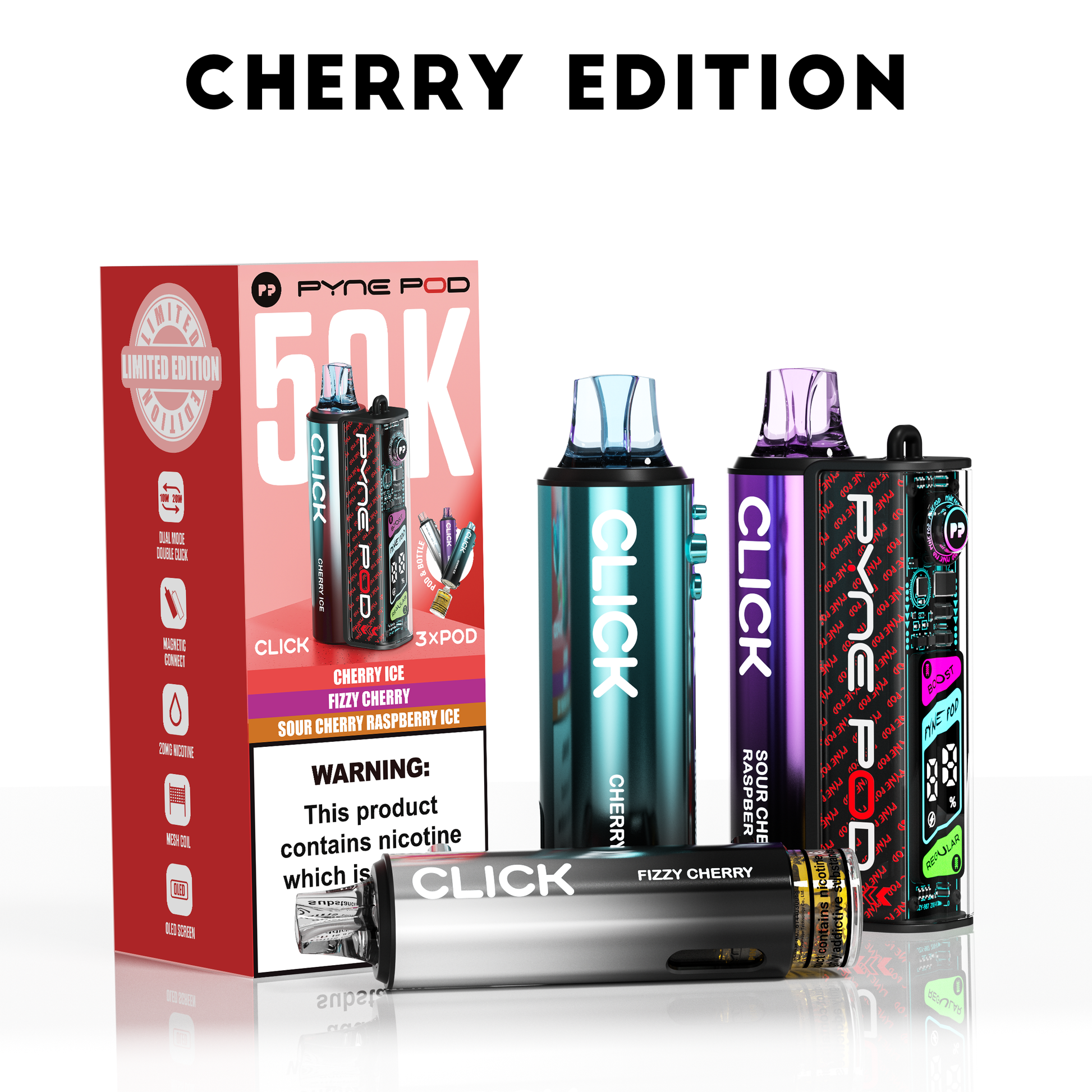 Cherry Edition - Pyne Pod Click 50K Prefilled Pod Kit - VapePure