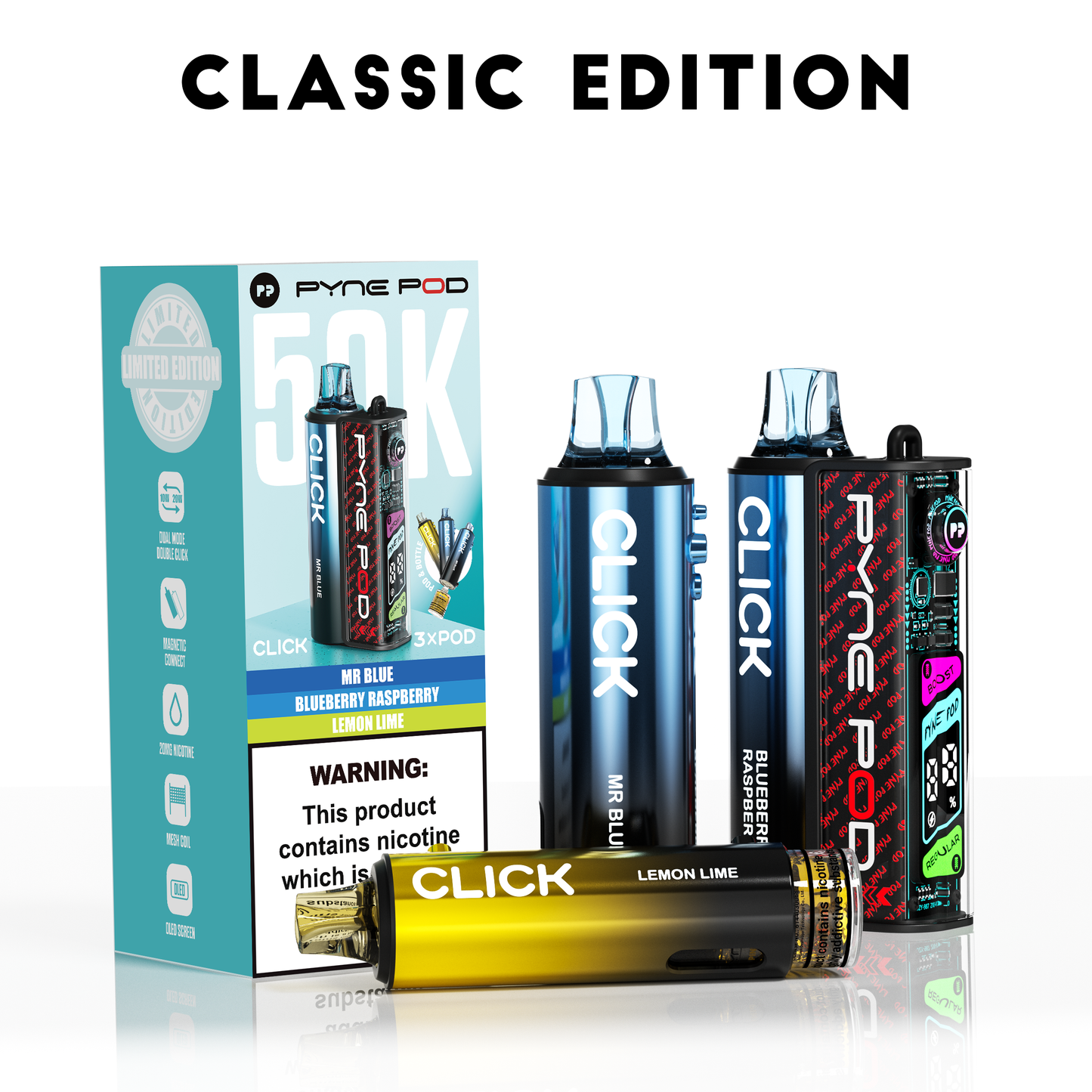 Classic Edition - Pyne Pod Click 50K Prefilled Pod Kit - VapePure