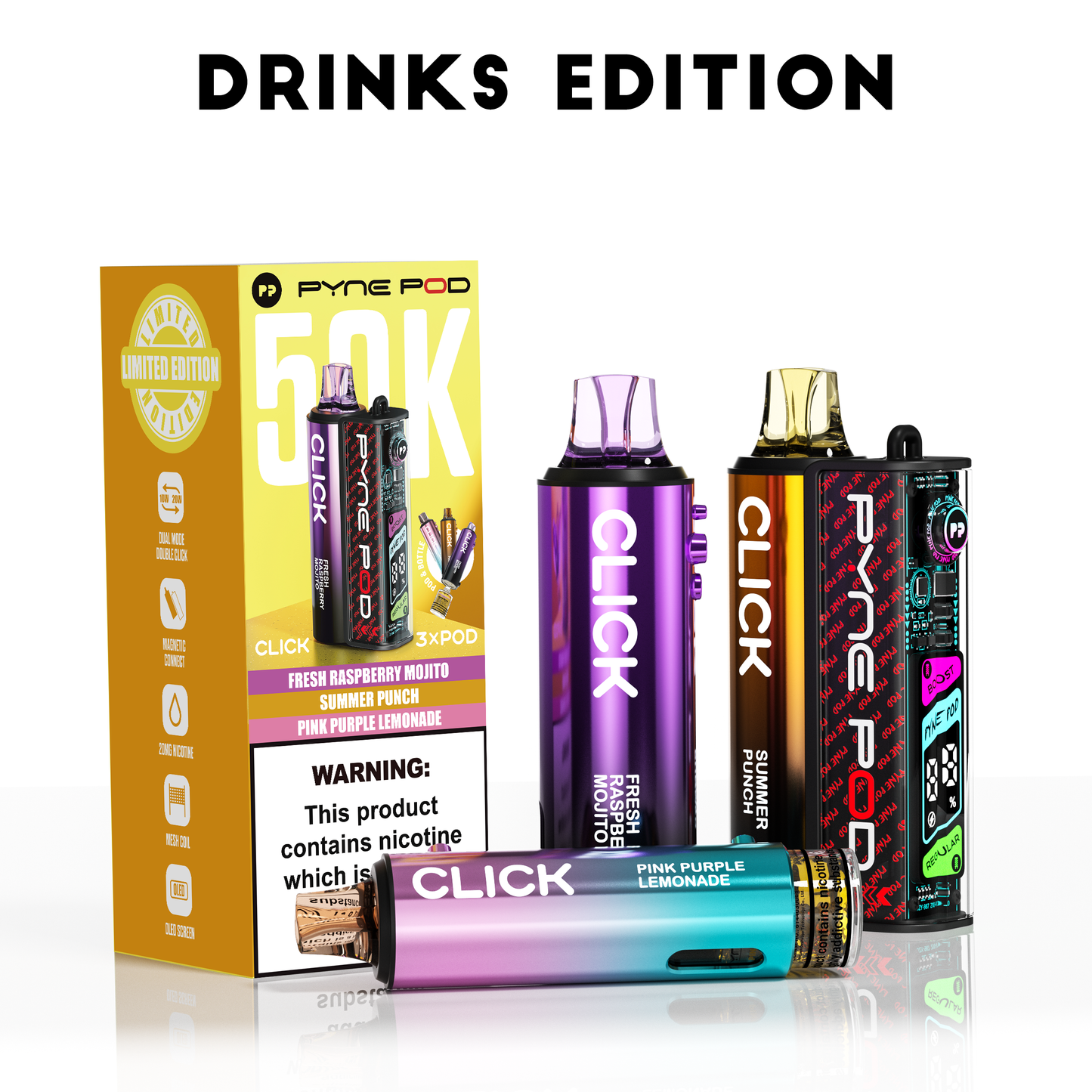 Drinks Edition - Pyne Pod Click 50K Prefilled Pod Kit - VapePure