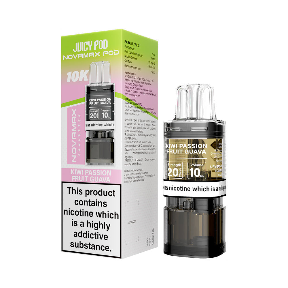 KIWI PASSIONFRUIT & GUAVA - JUICY POD NOVAMAX 10K PRE-FILLED POD
