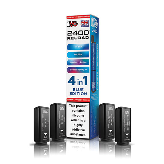 Blue Edition IVG 2400 Reload 4-in-1 Prefilled Pods - VapePure