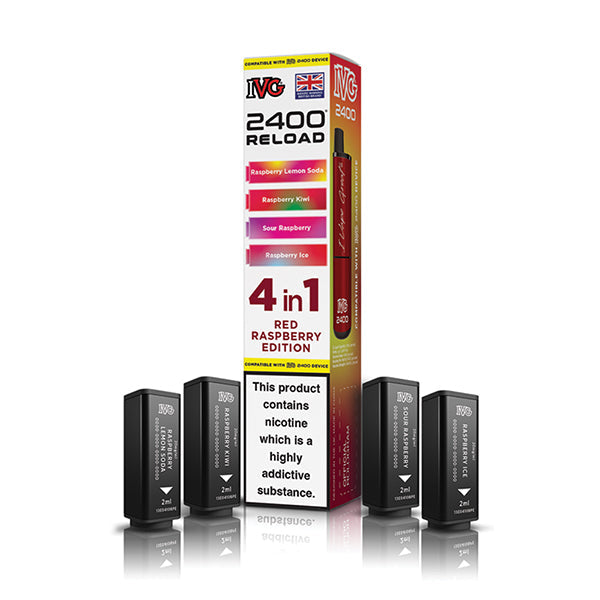 Red Raspberry Edition IVG 2400 Reload 4-in-1 Prefilled Pods - VapePure