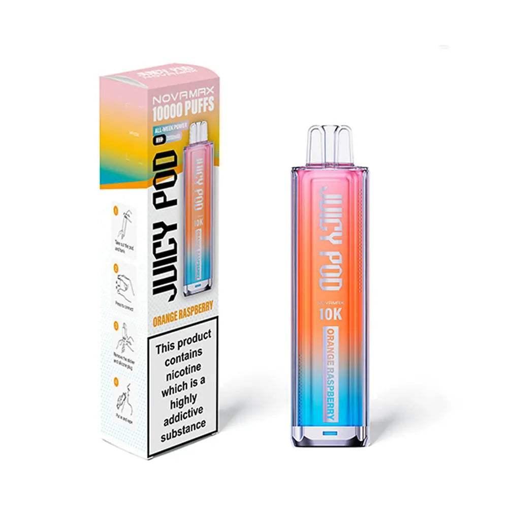 ORANGE RASPBERRY - JUICY POD NOVAMAX 10K PRE-FILLED VAPE KIT - VapePure