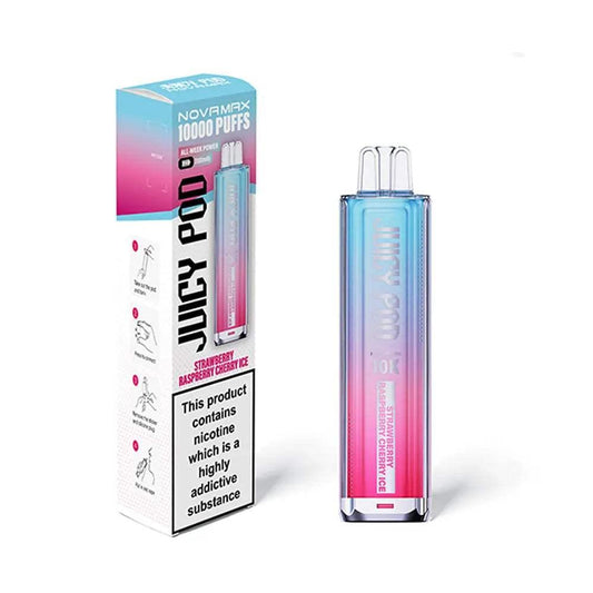 STRAWBERRY RASPBERRY CHERRY ICE - JUICY POD NOVAMAX 10K PRE-FILLED VAPE KIT - VapePure