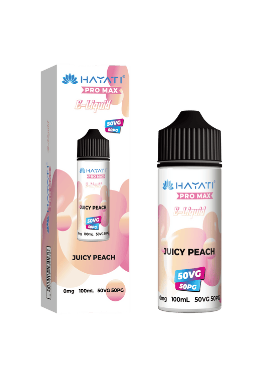 JUICY PEACH - HAYATI PRO MAX 100ML SHORT FILL - 50/50PG/VG E-LIQUID - VapePure