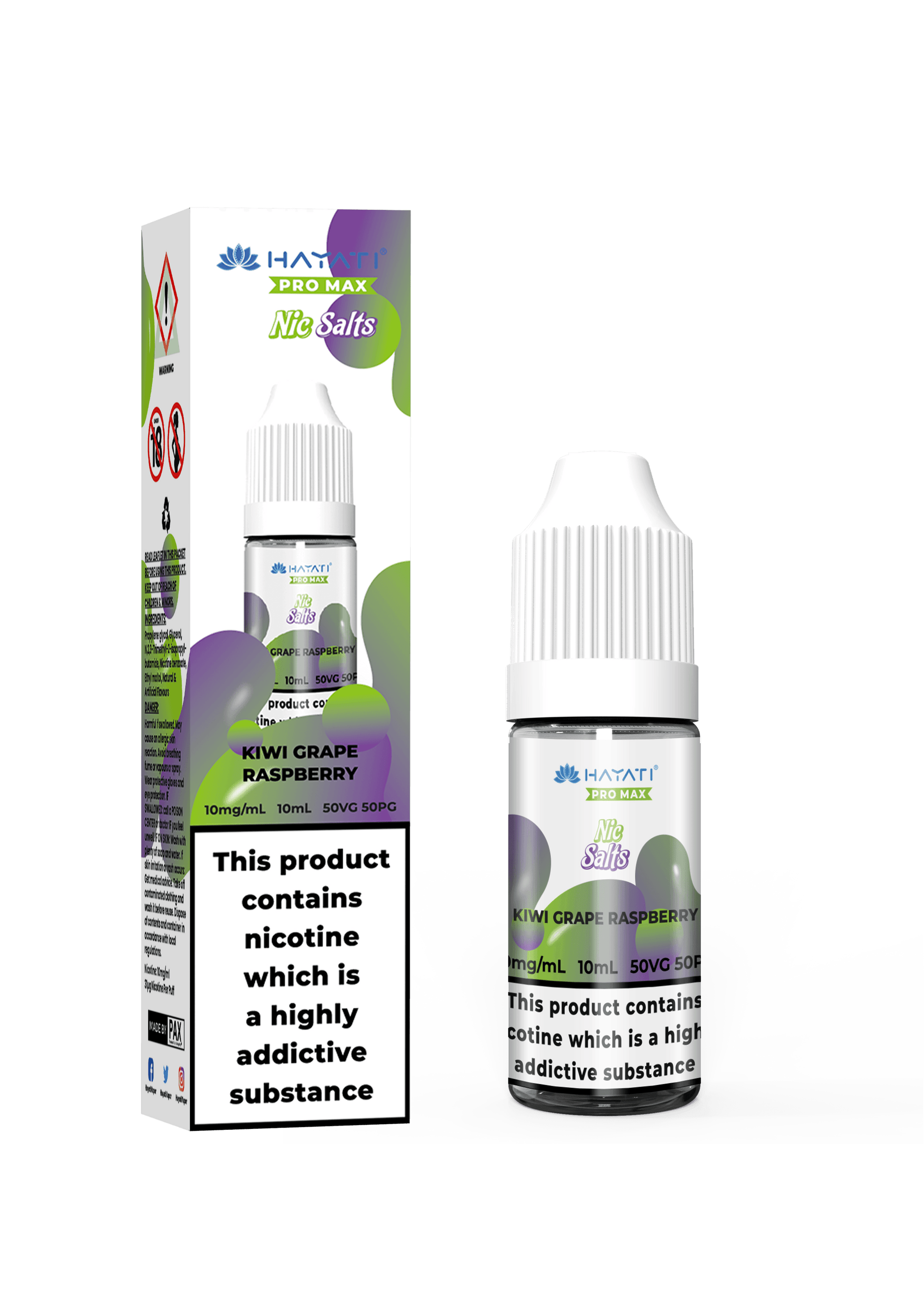 KIWI GRAPE RASPBERRY 10ML NIC SALT BY HAYATI PRO MAX 10MG(1%) | 20MG(2%) - VapePure
