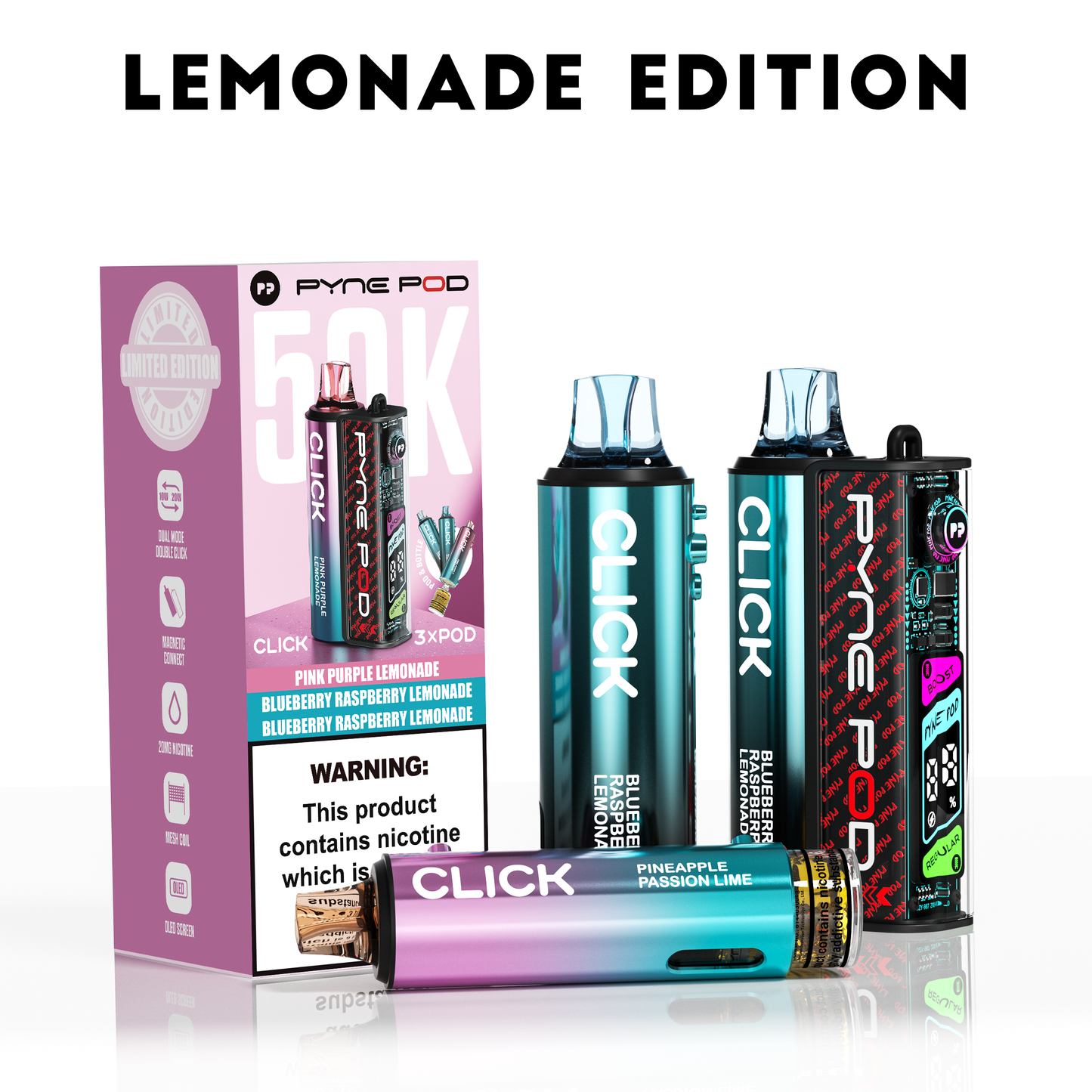 Lemonade Edition - Pyne Pod Click 50K Prefilled Pod Kit - VapePure