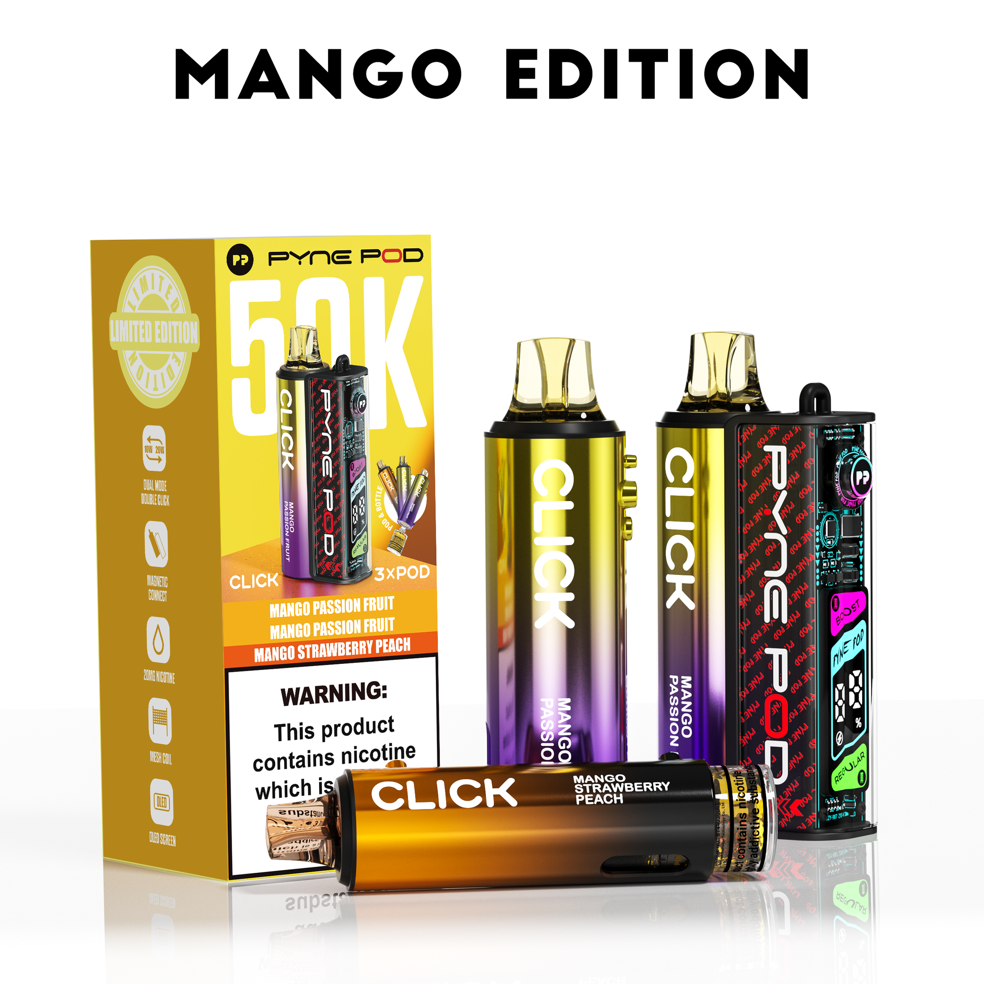 Mango Edition - Pyne Pod Click 50K Prefilled Pod Kit - VapePure