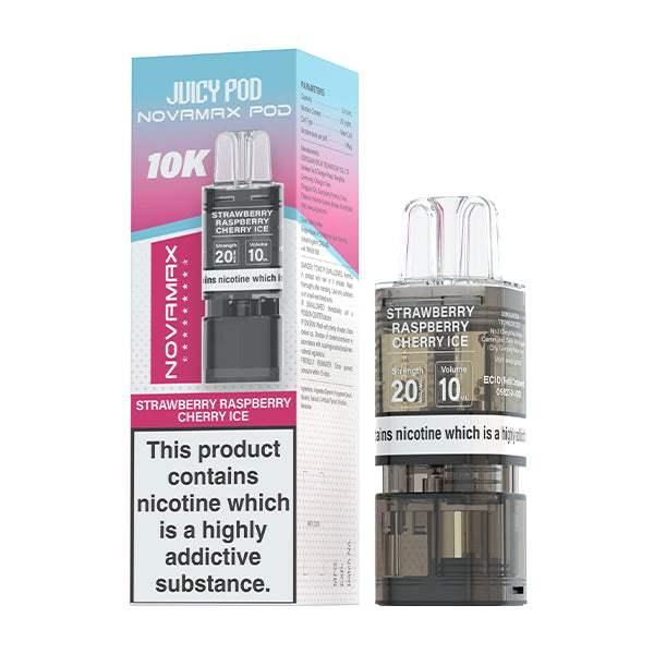 STRAWBERRY RASPBERRY CHERRY ICE - JUICY POD NOVAMAX 10K PRE-FILLED POD - VapePure