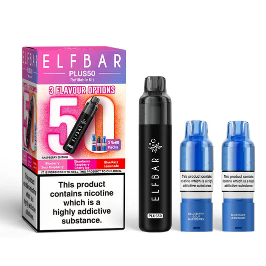 RASPBERRY EDITION ELF BAR PLUS 50 PREFILLED POD KIT