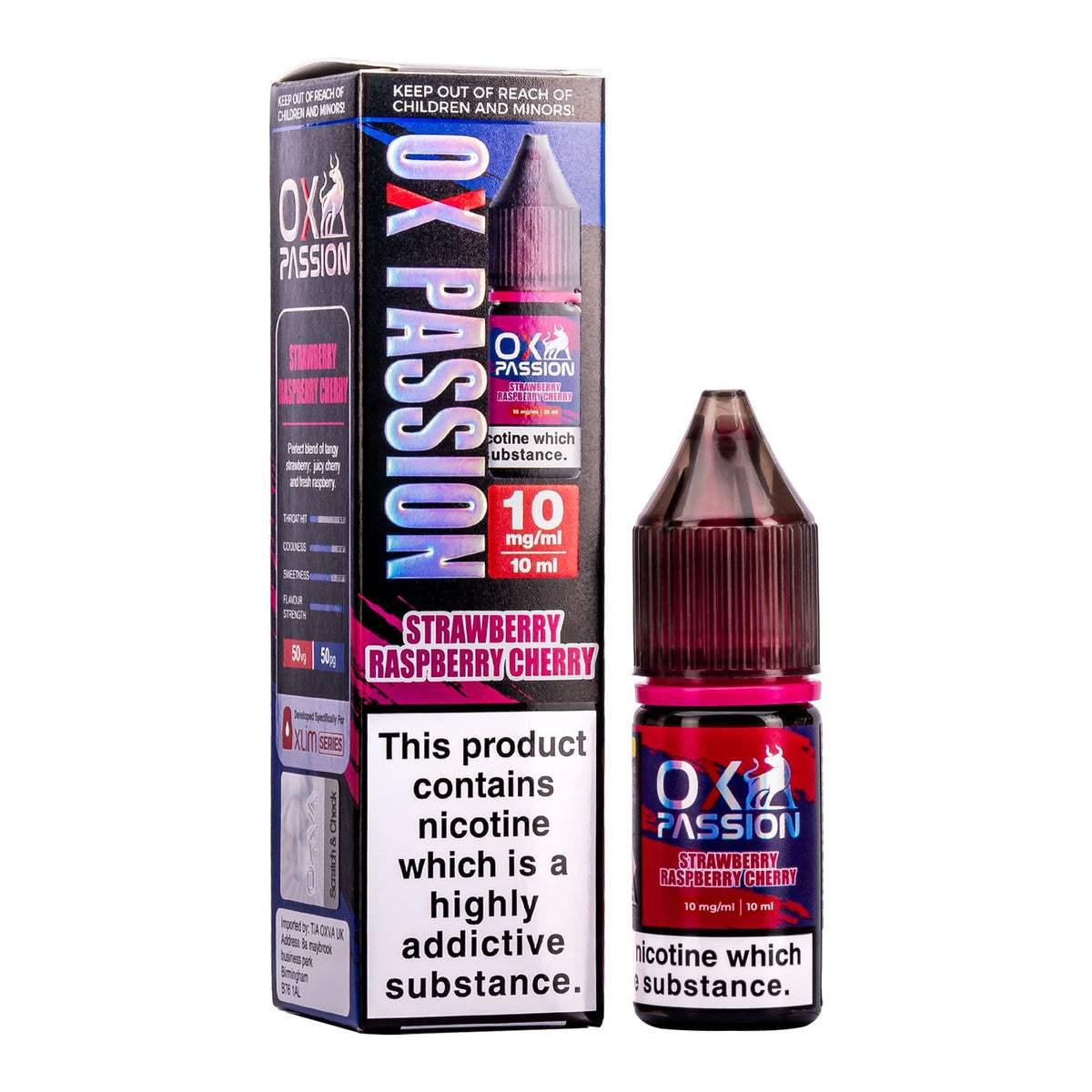 STRAWBERRY RASPBERRY CHERRY ICE 10ML NIC SALT BY OXVA OX PASSION 10MG(1%) | 20MG(2%) - VapePure