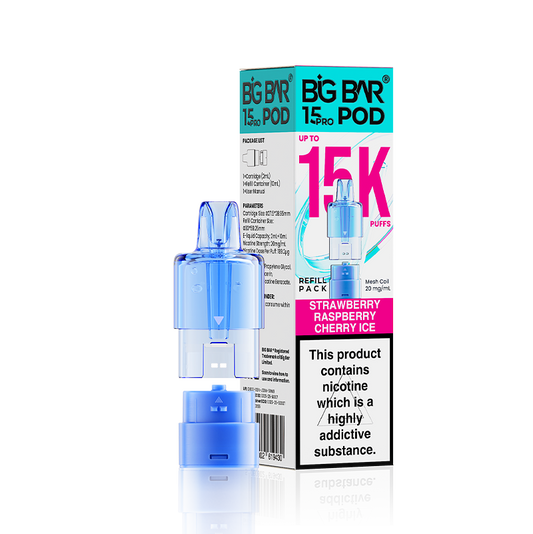 Strawberry Raspberry Cherry Ice Big Bar 15000 Pro Prefilled Replacement Pods