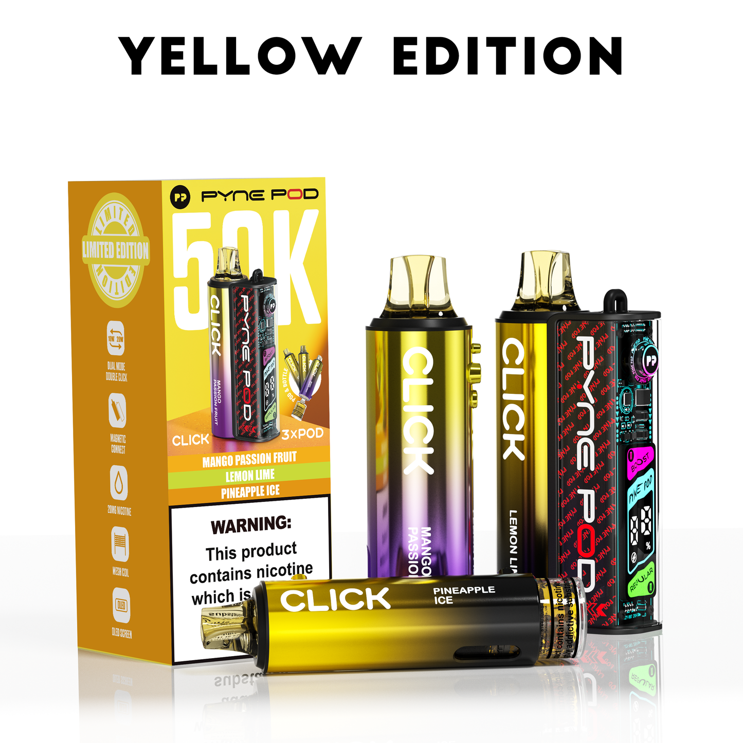 Yellow Edition - Pyne Pod Click 50K Prefilled Pod Kit - VapePure