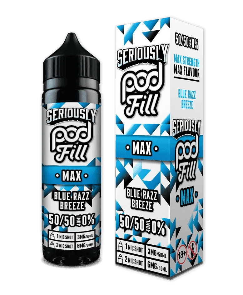 BLUE RAZZ BREEZE - 40ML SHORT FILL 50/50 BY SERIOUSLY POD FILL MAX - VapePure