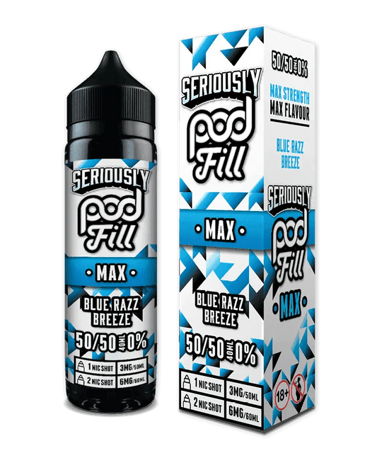 BLUE RAZZ BREEZE - 40ML SHORT FILL 50/50 BY SERIOUSLY POD FILL MAX - VapePure