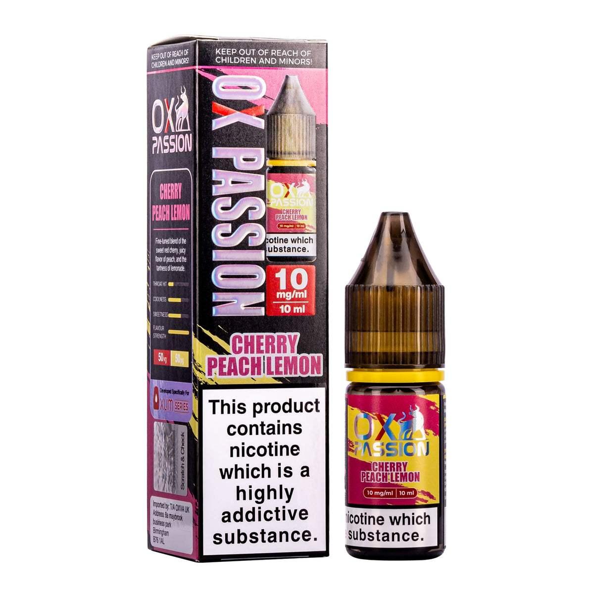 CHERRY PEACH LEMON 10ML NIC SALT BY OXVA OX PASSION 10MG(1%) | 20MG(2%) - VapePure