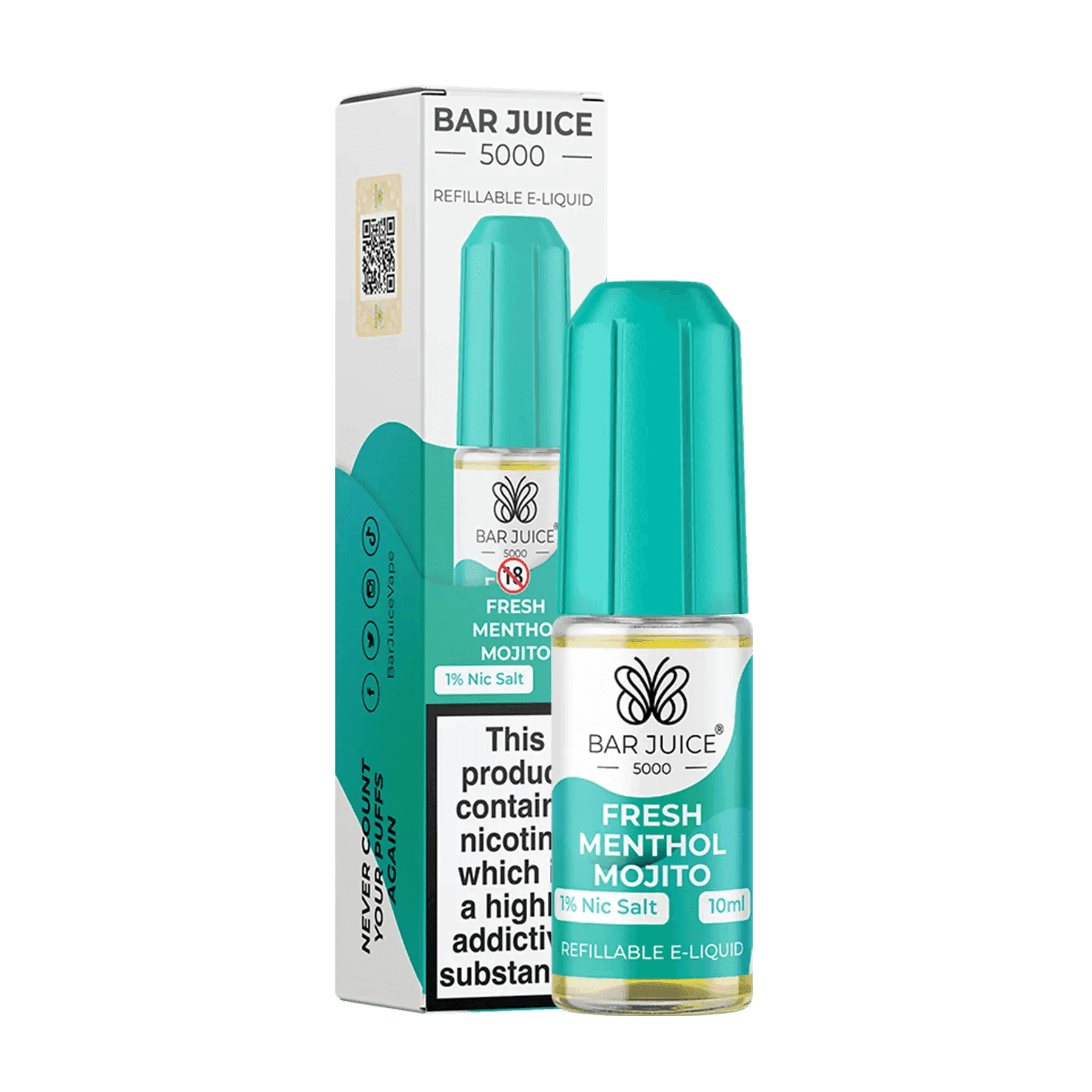 FRESH MENTHOL MOJITO 10ML E LIQUID NICOTINE SALT BY BAR JUICE 5000 - VapePure