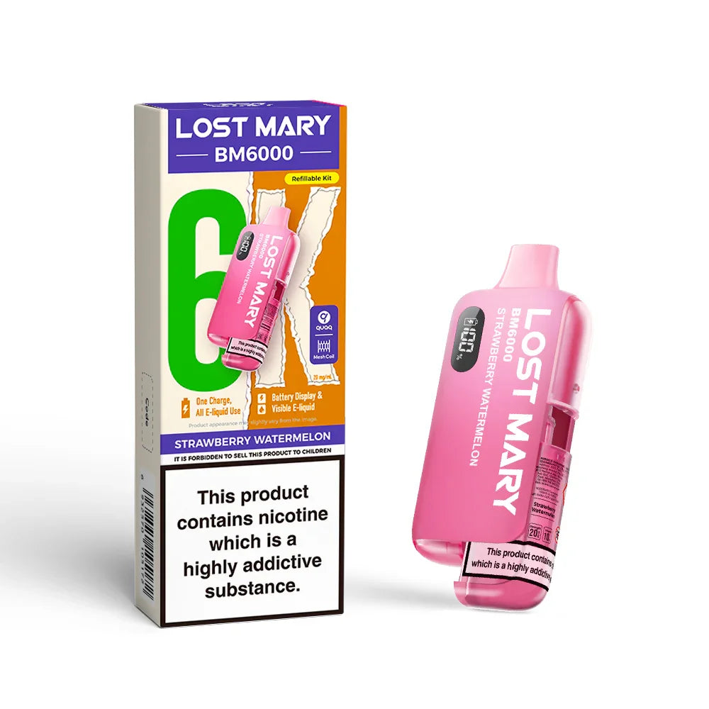LOST MARY BM6000 v2 STRAWBERRY WATERMELON PRE-FILLED VAPE KIT - 20mg - Vapeslough