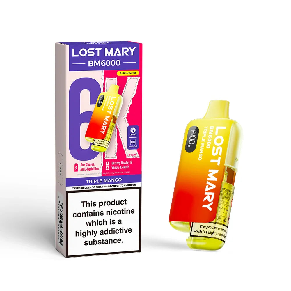 LOST MARY BM6000 v2 TRIPLE MANGO PRE-FILLED VAPE KIT - 20mg - Vapeslough
